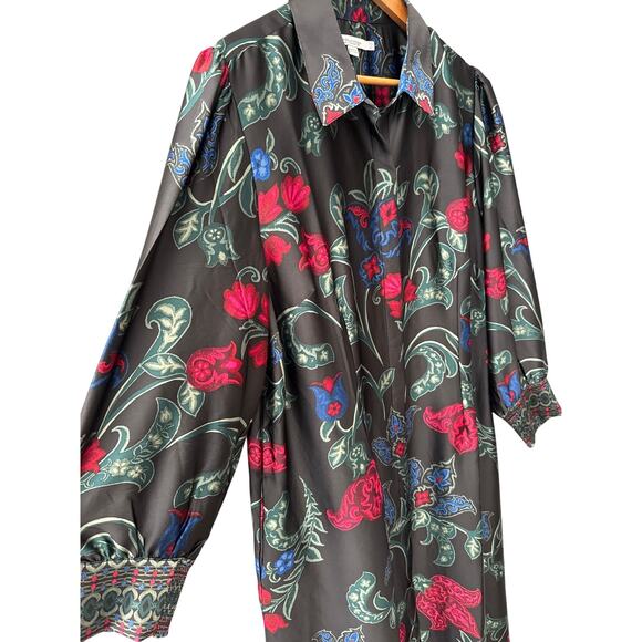 Chico’s Plus Satin‎ Scroll Print Button Front Shirt Dress Pockets Size 18 - Picture 7 of 11